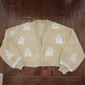 SHEIN Beige Ghosts Cropped Cardigan